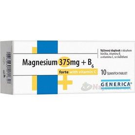 GENERICA Magnesium 375 mg + B6 forte s vitamínom C, 10 ks