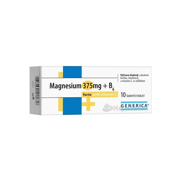 GENERICA Magnesium 375 mg + B6 forte s vitamínom C, 10 ks