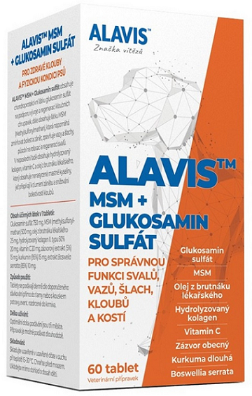 E-shop ALAVIS MSM+GLUKOZAMÍN SULFÁT kĺbová výživa pre psy 60tbl