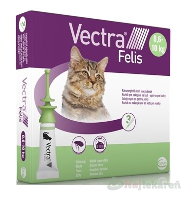 E-shop VECTRA Felis spot-on pre mačky (0,6-10 kg) roztok na kožu (aplikátor-zelený) 3x0,9 ml