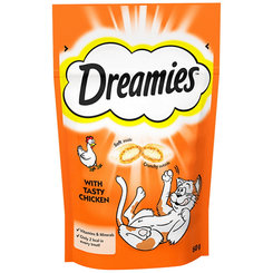 Maškrta DREAMIES pre mačky s kuracím mäsom 6x60g