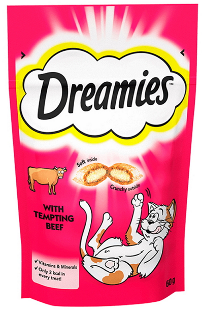 E-shop Maškrta DREAMIES pre mačky s hovädzím mäsom 6x60g