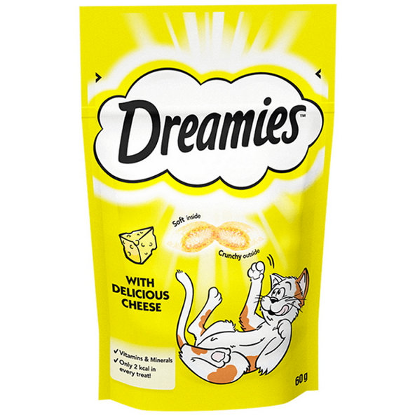 Maškrta DREAMIES pre mačky syrové vankúšiky 6x60g
