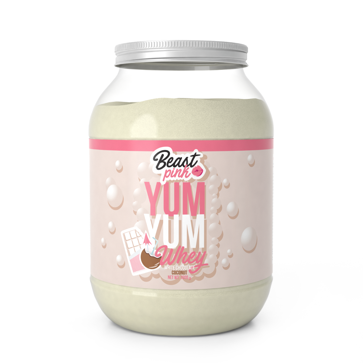 E-shop Proteín Yum Yum Whey 1000 g - BeastPink, príchť biela čokoláda kokos