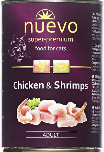 E-shop NUEVO cat Adult Chicken & Shrimps konzervy pre mačky 6x400g