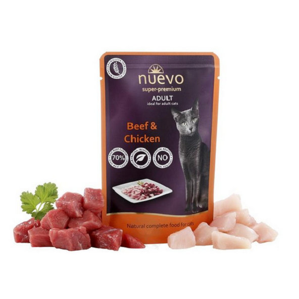 NUEVO cat Adult Beef & Chicken kapsičky pre mačky 16x85g