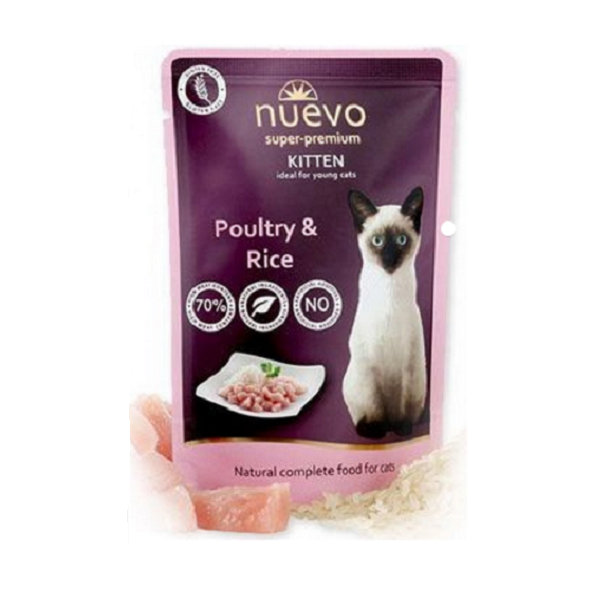 NUEVO cat Kitten Poultry with Rice kapsičky pre mačiatka 16x85g