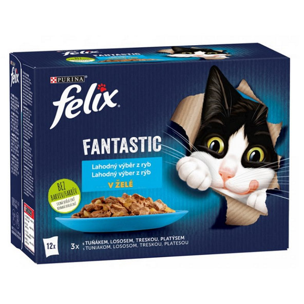 FELIX Fantastic cat Multipack výber z rýb v želé kapsičky pre mačky 12x85g