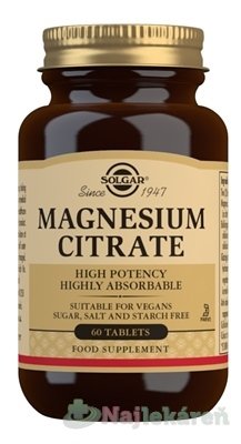 E-shop Solgar Magnesium citrát 200 mg 60 ks