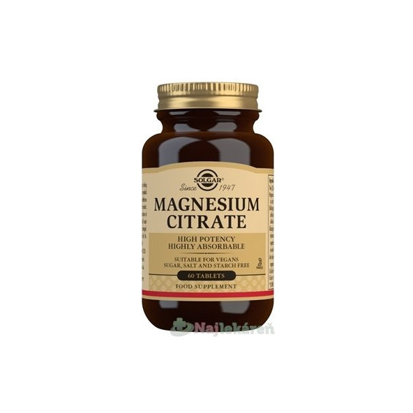 Solgar Magnesium citrát 200 mg 60 ks