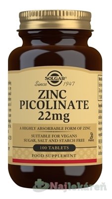 E-shop Solgar Pikolinát zinku 22 mg 100 ks