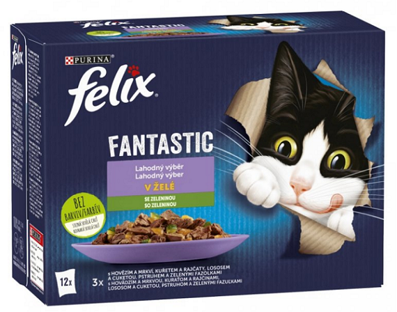 E-shop FELIX Fantastic cat Multipack výber so zeleninou želé kapsičky pre mačky 12x85g