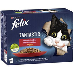 FELIX Fantastic cat Multipack mäsový výber v želé kapsičky pre mačky 12x85g
