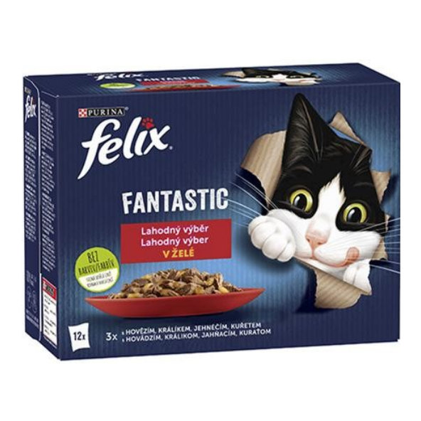 FELIX Fantastic cat Multipack mäsový výber v želé kapsičky pre mačky 12x85g