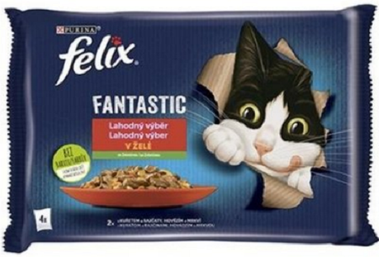 E-shop FELIX Fantastic cat Multipack kura s rajčinami&hovädzie s mrkvou v želé kapsičky pre mačky 4x85g