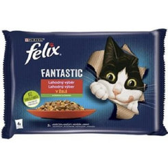 FELIX Fantastic cat Multipack kura s rajčinami&hovädzie s mrkvou v želé kapsičky pre mačky 4x85g