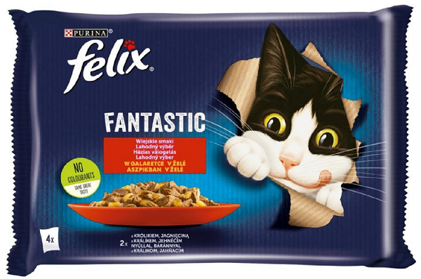 E-shop FELIX Fantastic cat Multipack králik&jahňa v želé kapsičky pre mačky 4x85g
