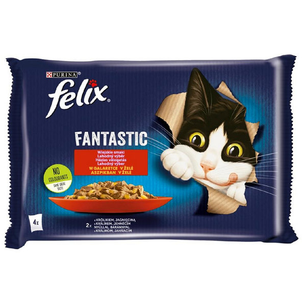 FELIX Fantastic cat Multipack králik&jahňa v želé kapsičky pre mačky 4x85g