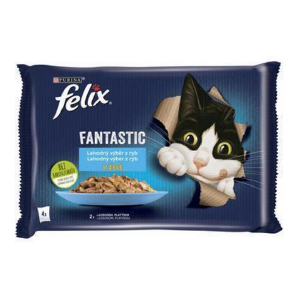 FELIX Fantastic cat Multipack losos&platesa v želé kapsičky pre mačky 4x85g