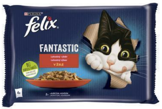 E-shop FELIX Fantastic cat Multipack hovädzie&kura v želé kapsičky pre mačky 4x85g