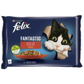 FELIX Fantastic cat Multipack hovädzie&kura v želé kapsičky pre mačky 4x85g