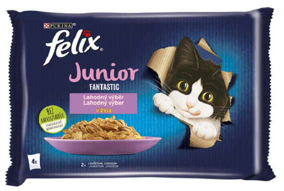 E-shop FELIX Fantastic pre mačky junior kura&losos kapsičky pre mačky 4x85g