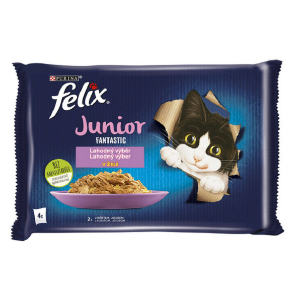 FELIX Fantastic pre mačky junior kura&losos kapsičky pre mačky 4x85g