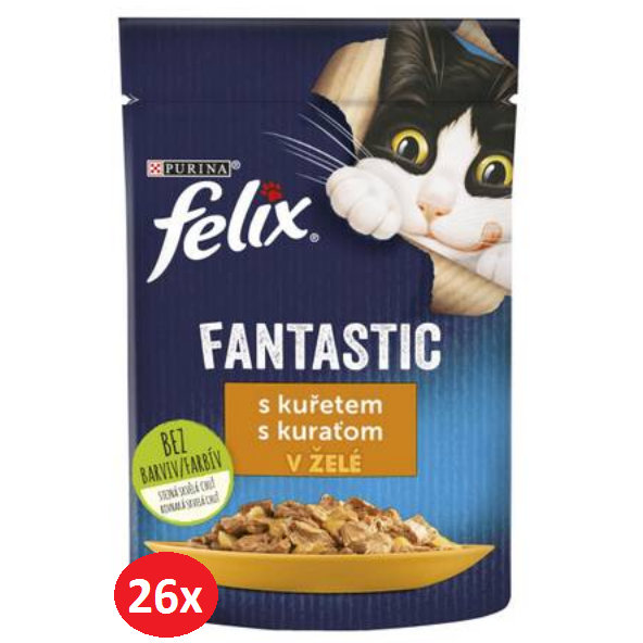 FELIX Fantastic cat junior kura v želé kapsičky pre psy 26x85g