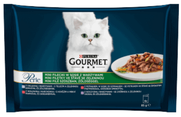 E-shop GOURMET PERLE cat Multipack v šťave so zeleninou kapsičky pre mačky 4x85g