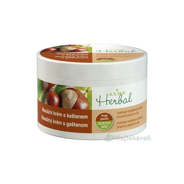 ALPA Herbal Masážny krém s gaštanom, masážny gél, 250 ml