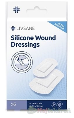 E-shop LIVSANE Silikónové náplasti ULTRA SENSITIVE na citlivú pokožku, 2 rozmery, 6 ks