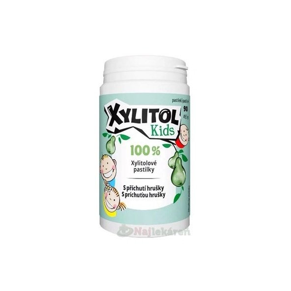 Vitabalans XYLITOL Kids xylitolové pastilky s príchuťou hrušky, 90 ks