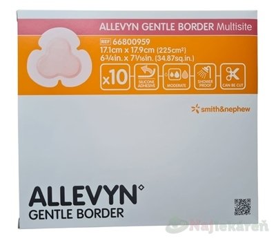 E-shop ALLEVYN Gentle Border Multisite penové krytie so silikónovým gélom, 17,1x17,9 cm, 10 ks