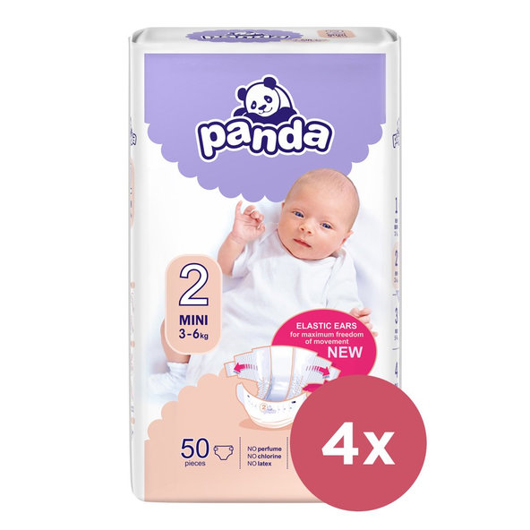 4x BELLA PANDA Mini 50 ks (3-6 kg) - jednorazové plienky