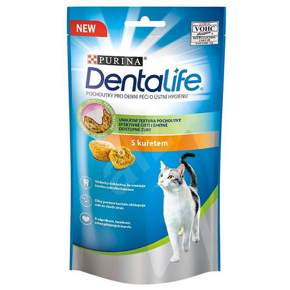Maškrta DentaLife s kuraťom pre mačky 8x40g