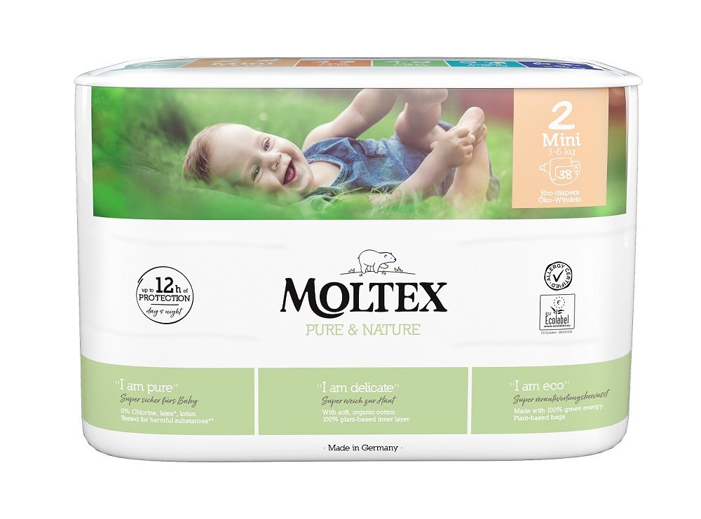 E-shop MOLTEX Pure & Nature Plienky Mini 3-6 kg - ekonomické balenie (4 x 38 ks)