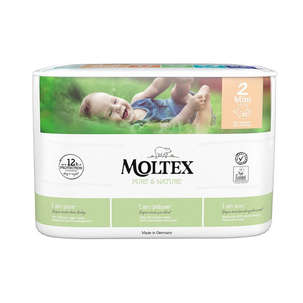 MOLTEX Pure & Nature Plienky Mini 3-6 kg - ekonomické balenie (4 x 38 ks)