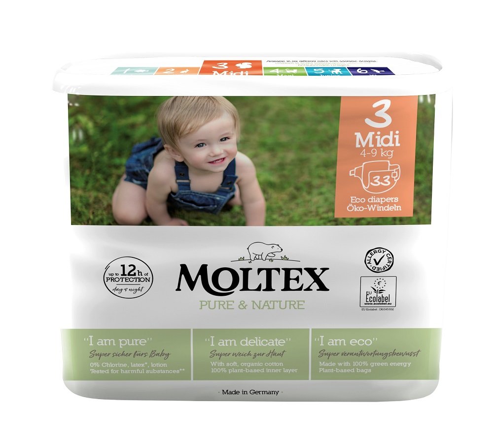 E-shop MOLTEX Pure & Nature Plienky Midi 4-9 kg - ekonomické balenie (4 x 33 ks)