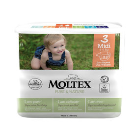 MOLTEX Pure & Nature Plienky Midi 4-9 kg - ekonomické balenie (4 x 33 ks)