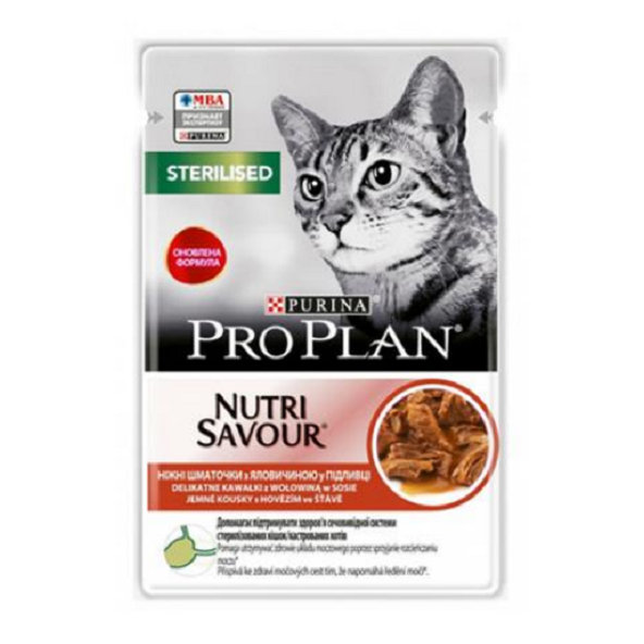 ProPlan MO Cat Adult sterilised hovädzie kapsičky pre kastrované mačky 26x85g