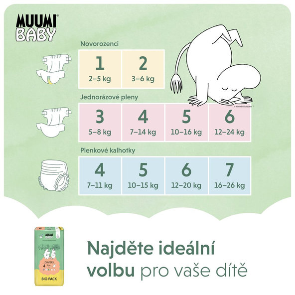 MUUMI Plienky jednorázové 4 Maxi 7-14kg Big Pack 69ks Baby