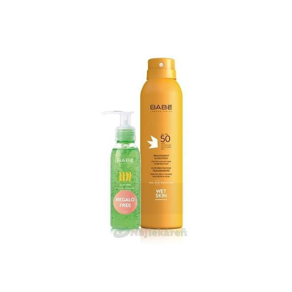BABÉ SUN Opaľovací sprej SPF 50  200ml + Aloe vera gél 90 ml