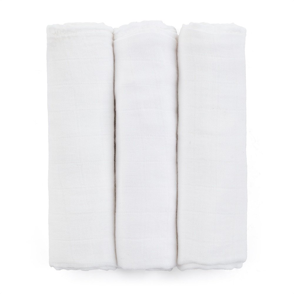 E-shop PETITE&MARS Sada plienok bambusová mušelínová 3ks Moussy Total White, 68 x 68 cm