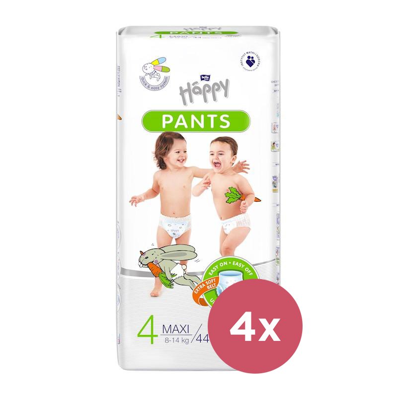 E-shop 4x BELLA HAPPY Pants Nohavičky plienkové jednorazové 4 Maxi (8-14 kg) 44 ks