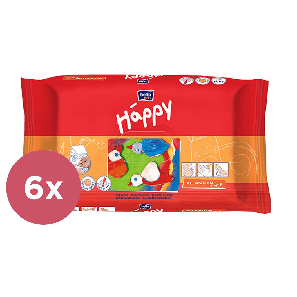 E-shop 6x BELLA HAPPY BABY Vlhčené ubrousky s vitamínem E 64 ks