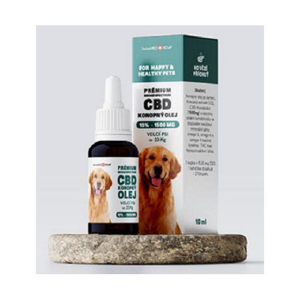 Olej konopný CBD 15% 10ml (270 kvapiek) pre veľké psy od 23kg