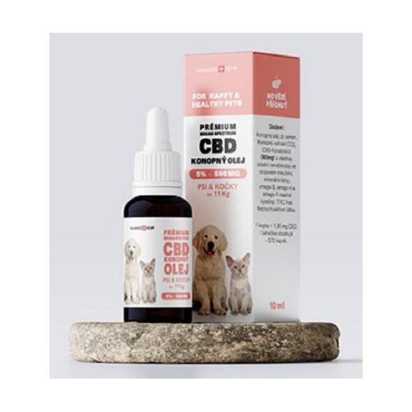 Olej konopný CBD 5% 10ml (270 kvapiek) pre psy a mačky do 11kg
