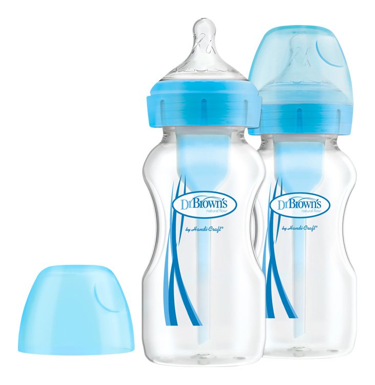 E-shop DR.BROWN'S Fľaša antikolik Options+ široké hrdlo 2x270 ml plast, modrá