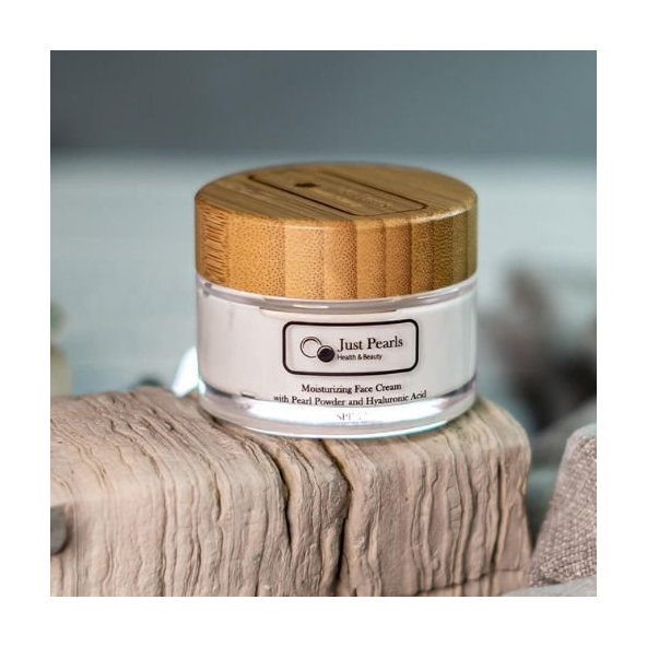Hydratačný pleťový krém s perlovým práškom a kyselinou hyalurónovou SPF Just Pearls 15ml