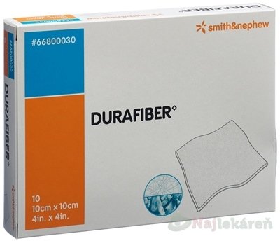 E-shop DURAFIBER absorpčné, gélujúce krytie na rany z hydrovlákna, veľkosť 10x10 cm, 10 ks